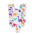 thumbnail image 1 of GYRATEDREAM Toddler Girls Ruffles One Piece Swimsuit Crewneck Bathing Suit for 1-5 Years Kid, 1 of 1