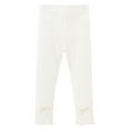 thumbnail image 1 of GYRATEDREAM Toddler Girls Slim Fit Stretch Leggings Kids Seamless Panty Soft Cotton Knit Tights Pants with Bows for 7-8Y White Bow, 1 of 1