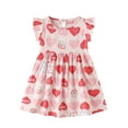 thumbnail image 1 of GYRATEDREAM Toddler Girls Summer Dress Kids Flared Sleeve Ruffle Hem A-Line Sundress Casual Midi Dresses 1-10Years, 1 of 4