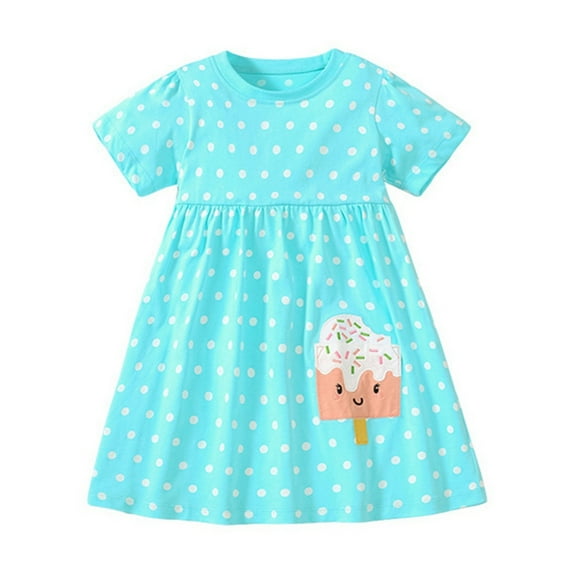 GYRATEDREAM Toddler Girls Summer Dress Kids Princess Dress Print Casual Shirtdress Short Sleeve Dresses A-Line Sundress for 5Y
