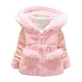 thumbnail image 1 of GYRATEDREAM Toddler Girls Winter Warm Coats Jacket Baby Long Sleeve Hooded Zipper Faux Fur Fleece Thicken Outwear Built in Knit Sweater for 12 Months-5 Years, 1 of 8
