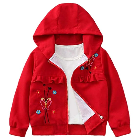 GYRATEDREAM Toddler Girls Zip Jacket Hooded Lightweight Kids Coats Windbreaker Casual Windproof Outerwear