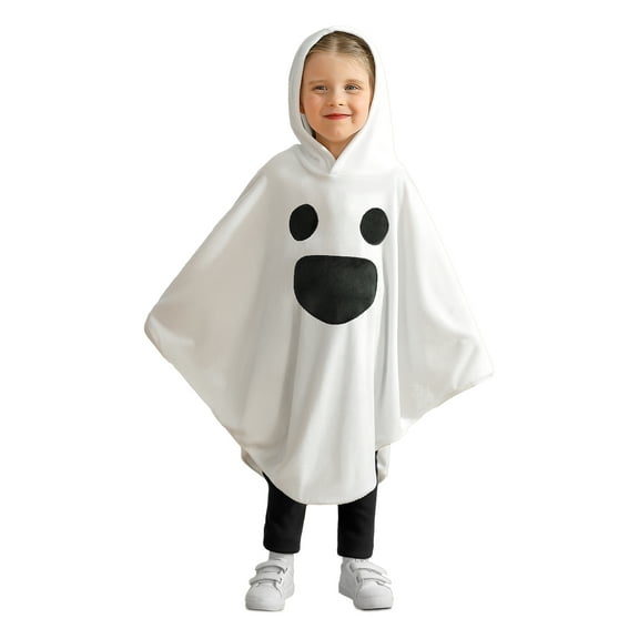 GYRATEDREAM Toddler Kid Baby Girls Boys Halloween Costume White Ghost Smile Cape Glow in The Dark Cloak Fancy Party Cosplay with Hat 1-6T
