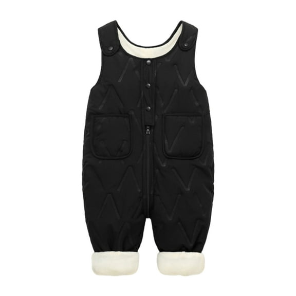 GYRATEDREAM Toddler Kids Baby Boy Girl Fleece Overalls Suspender Pants Solid Straps Trousers Halter Romper Jumpsuit Bottom Outfit for 1-2Y Black