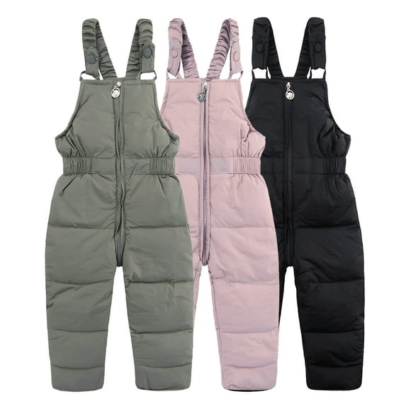 GYRATEDREAM Toddler Kids Baby Boy Girl Thicken Bib Overall Down Snowsuit Winter Snow Pants/12-18 Months