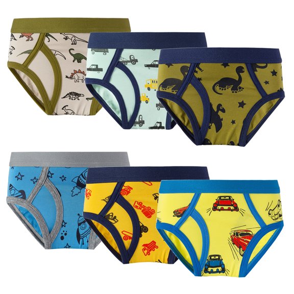 GYRATEDREAM Toddler Kids Boys' Breathable Tagless Brief, Boys Cartoon Print Cotton Underwear 6 Pack 1-12 Years