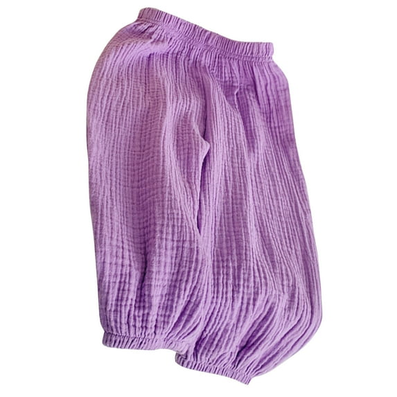 GYRATEDREAM Toddler Kids Boys Girls Cotton Linen Elastic Basic Harem Long Pants Bloomers Casual Joggers 2-8T