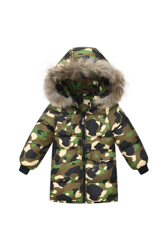 Toddler Kids Boys Long Down Coats Thick Puffer Winter Jacket Hooded Warm Snow Jackets 2-9T