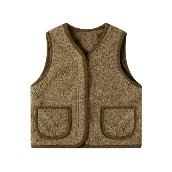 GYRATEDREAM Toddler Kids Girls Boys Solid Warm Thick Fall Winter Sleeveless Vest Zipper Baby Girl Boy Clothes 6M-5T
