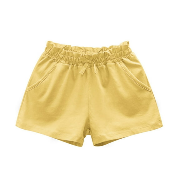 GYRATEDREAM Toddler Kids Girls Shorts Summer Cotton Casual Drawstring Solid Active Bike Short Pants 1-10 Years