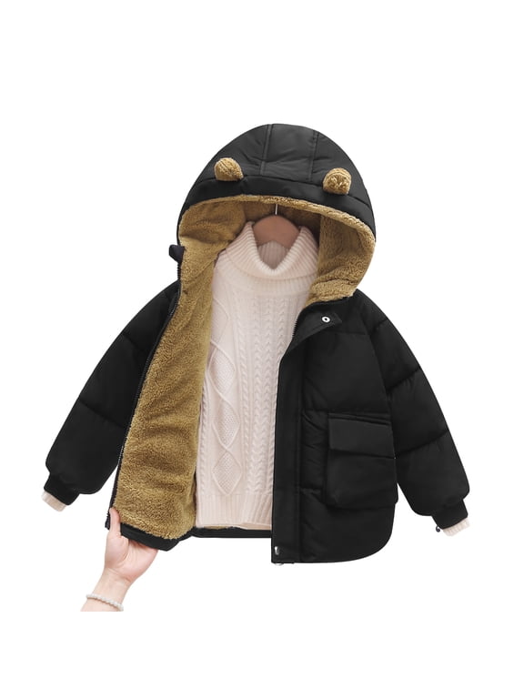 Toddler Kids Winter Warm Jacket Down Puffer Coat Thick Hooded Outwear 2-7T