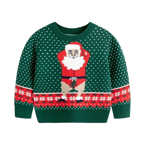 GYRATEDREAM Toddler Little Girl Boy Christmas Sweatshirt Kid Ugly Santa Claus Reindeer Tree Sweater Pullover Shirt Xmas Long Sleeve Tee Top Clothes for 3Y Green