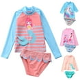 thumbnail image 1 of GYRATEDREAM Toddler Little Girls 2-Piece Swimsuit Set Long Sleeve Rash Guard Bathing Suit 1-10 Years, 1 of 4