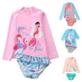 thumbnail image 1 of GYRATEDREAM Toddler Little Girls Long Sleeve Rash Guard Bathing Swimsuit Set, 2-Piece Size1-10 Years, 1 of 9