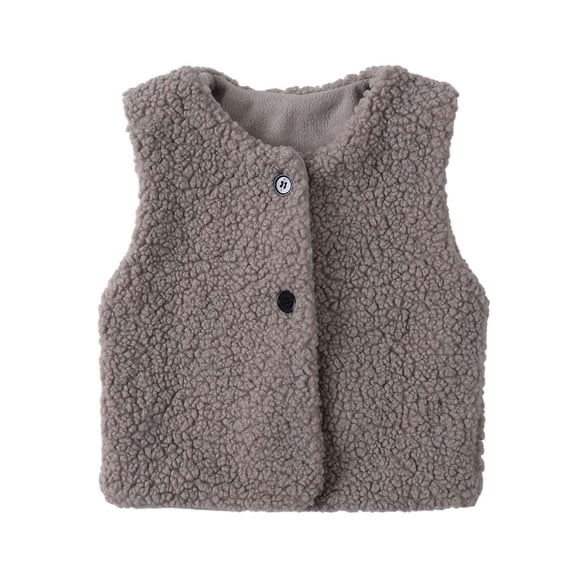GYRATEDREAM Toddler Sherpa Fleece Button Vest, Soft Warm Sleeveless Jacket for Boys Girls 2‑8Y