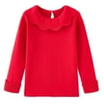 thumbnail image 1 of GYRATEDREAM Toddler Unisex Baby Blouses Kids Long Sleeve Knitted Bottom T-Shirt Boys Girls Solid Color Doll Collar Casual Tee Tops for 1-7 Years, 1 of 3