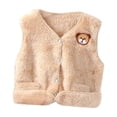 thumbnail image 1 of GYRATEDREAM Toddler Unisex Baby Girl Boy Fleece Jacket Kids Sleeveless Winter Warm Waistcoat Vest Pocket Coat Tops for 3-4Y Light coffee, 1 of 9