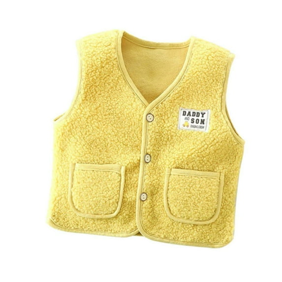GYRATEDREAM Toddler Unisex Baby Girl Boy Fleece Jacket Kids Sleeveless Winter Warm Waistcoat Vest Pocket Coat Tops for 7-8Y Yellow