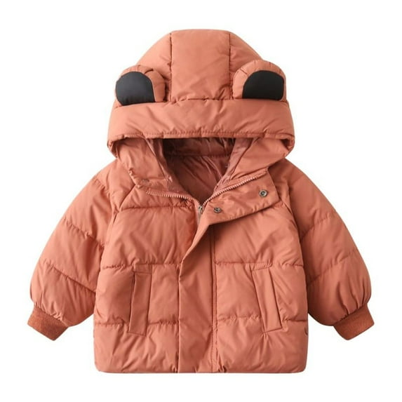 GYRATEDREAM Toddler Winter Coat Boys Girls Down Jacket Hooded Fleece Warm Outwear 3D Ear Padded Puffer Jacket With Pockets for 4-5Y
