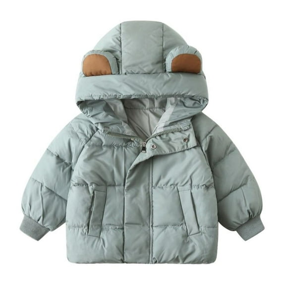 GYRATEDREAM Toddler Winter Coat Boys Girls Down Jacket Hooded Fleece Warm Outwear 3D Ear Padded Puffer Jacket With Pockets for 6-7Y