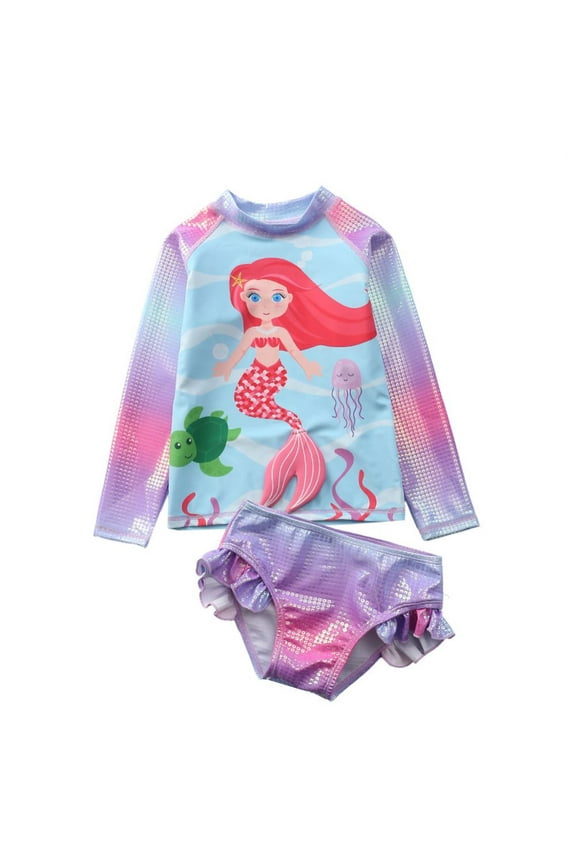 Toddler and Kid Girls' 2-Piece Assorted Rashguard Sets 8-9 Years