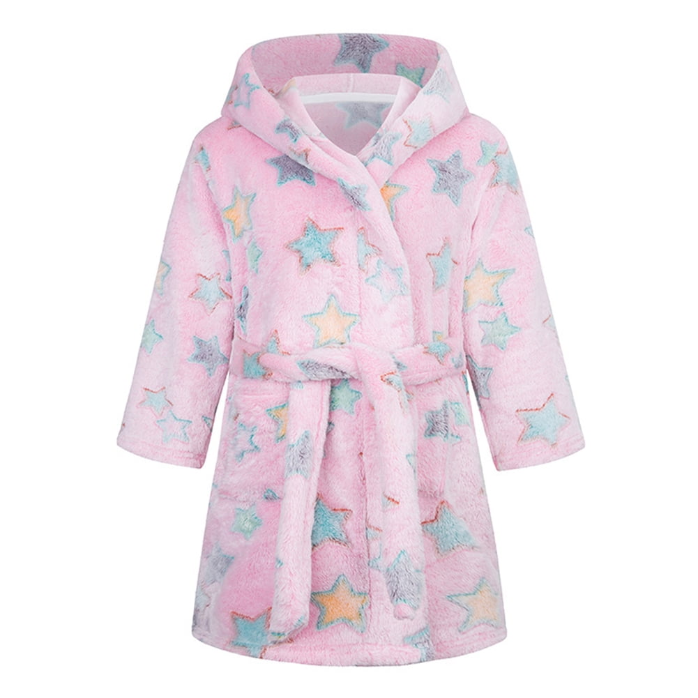 GYRATEDREAM Toddlers Boys Girls Fleece Hooded Robe Baby Soft Fuzzy Warm ...