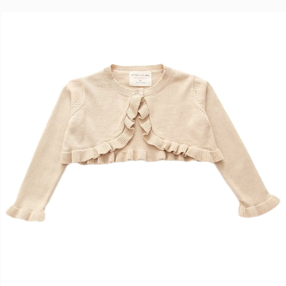 GYRATEDREAM Toodler Girls Long Sleeve Cropped Cardigan Sweater Girls Button Closure Knitted Cable Cardigan for 1-8Y Beige
