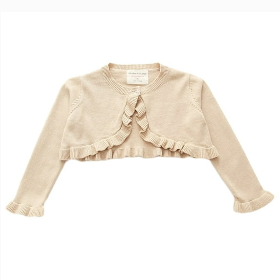 GYRATEDREAM Toodler Girls Long Sleeve Cropped Cardigan Sweater Girls Button Closure Knitted Cable Cardigan for 1-8Y Beige