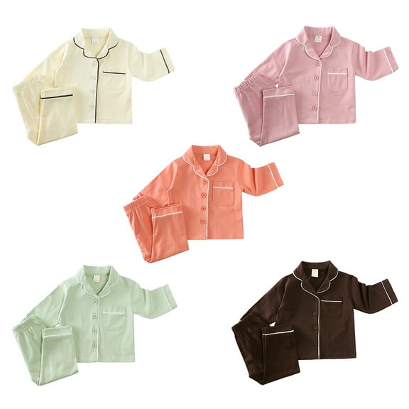 GYRATEDREAM Unisex Girls Boys Pajamas Long Sleeve Sleepwear Button-Down 2 Pcs Pjs Set for 1-9 Years