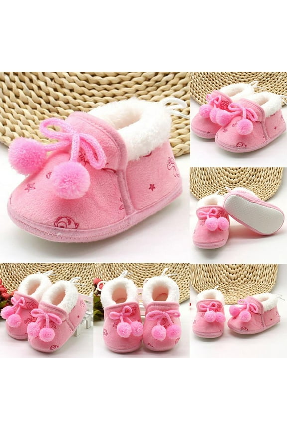 Unisex Newborn Baby Cotton Booties Stay On Slippers Soft Shoes Non Slip Infant Boys Girls Winter Warm Shoes 0-18M