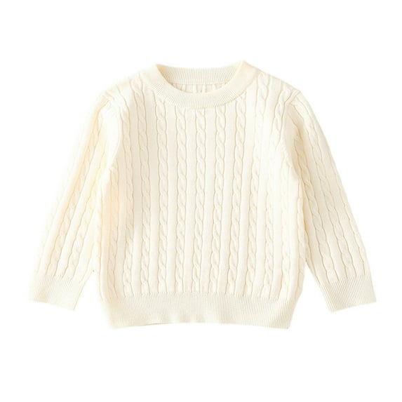GYRATEDREAM Unisex Toddler Baby Cable Knit Sweater Pullover Boys Girls Long Sleeve Crew Neck Sweatshirt Kids Basic Tees Plain Shirt Casual Warm Bottom Undershirt Tops for 2-8 Years
