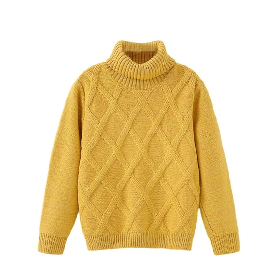 GYRATEDREAM Unisex Toddler Baby Thicken Turtleneck Sweater Pullover Kid Boys Girls Long Sleeve Warm Fleece Solid Color Knitted Tops Stretch Shirt Clothes for 1-8 Years
