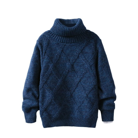 GYRATEDREAM Unisex Toddler Baby Thicken Turtleneck Sweater Pullover Kid Boys Girls Long Sleeve Warm Fleece Solid Color Knitted Tops Stretch Shirt Clothes for 1-8 Years
