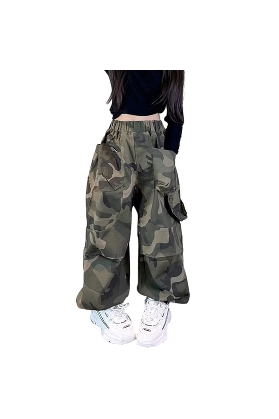 Vibrant Tie-Dye Camo Cargo Pants for Girls – Stylish Loose Fit, Durable & Multi-Pocket Design – Perfect for Playtime, Adventures & Trendy Casual Looks for 8-9Y