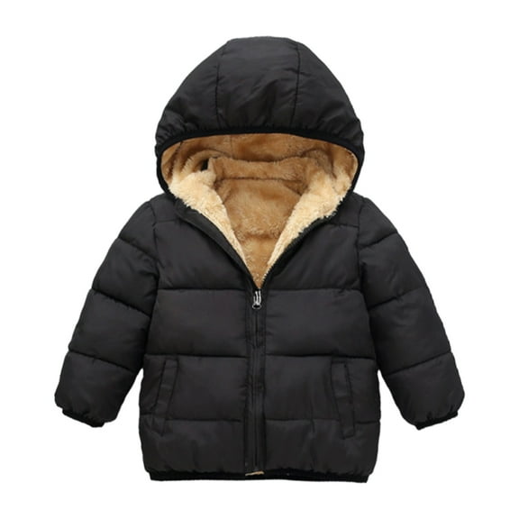 GYRATEDREAM Winter Coats for Toddler Kids Baby Boys Girls Padded Light Puffer Jacket Outerwear Infant Down Teddy Bear Jacket with Hoods for 1-2Y Black