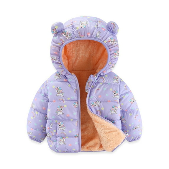 GYRATEDREAM Winter Coats for Toddler Kids Baby Boys Girls Padded Light Puffer Jacket Outerwear Infant Down Teddy Bear Jacket with Hoods for 12-18M Purple