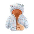 thumbnail image 1 of GYRATEDREAM Winter Coats for Toddler Kids Baby Boys Girls Padded Light Puffer Jacket Outerwear Infant Down Teddy Bear Jacket with Hoods for 18-24M Blue, 1 of 6