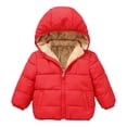 thumbnail image 1 of GYRATEDREAM Winter Coats for Toddler Kids Baby Boys Girls Padded Light Puffer Jacket Outerwear Infant Down Teddy Bear Jacket with Hoods for 1-2Y Red, 1 of 9