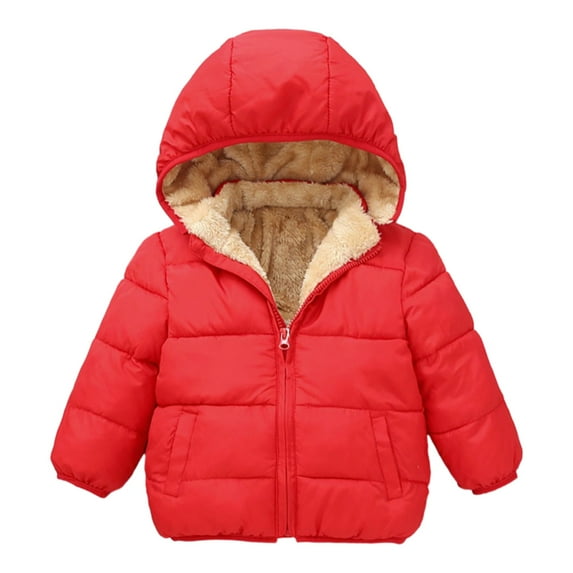 GYRATEDREAM Winter Coats for Toddler Kids Baby Boys Girls Padded Light Puffer Jacket Outerwear Infant Down Teddy Bear Jacket with Hoods for 1-2Y Red