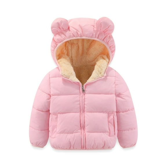 GYRATEDREAM Winter Coats for Toddler Kids Baby Boys Girls Padded Light Puffer Jacket Outerwear Infant Down Teddy Bear Jacket with Hoods for 6-7Y Pink