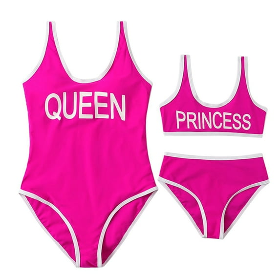 GYRATEDREAM Women Girls Scoop Neck Bathing Suit Family Matching Daughter Mom One Pieces Swimsuits/Hot Pink