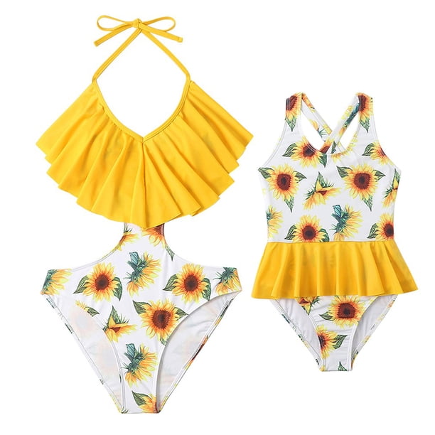 Halter Sunflower Swimming Suit Cute Halter Top Bathing Suits Hotsell
