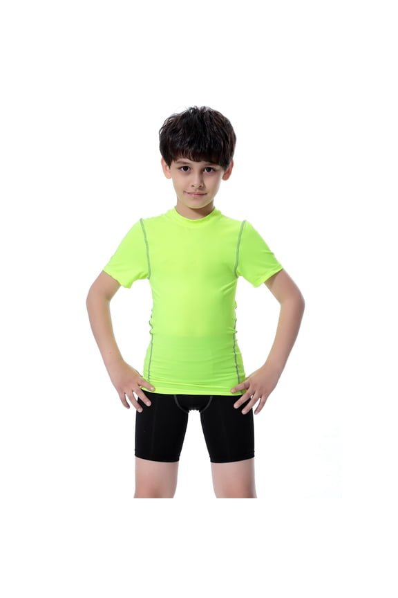 Youth Boys Compression Shirt Short Sleeve Underwear Football Baseball Undershirt Quick Dry Sports Baselayer