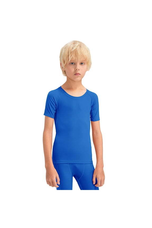Youth Boys Compression Shirt Under Base Layer Short Sleeve Top Football Baseball Undershirt Quick Dry Sports Baselayer