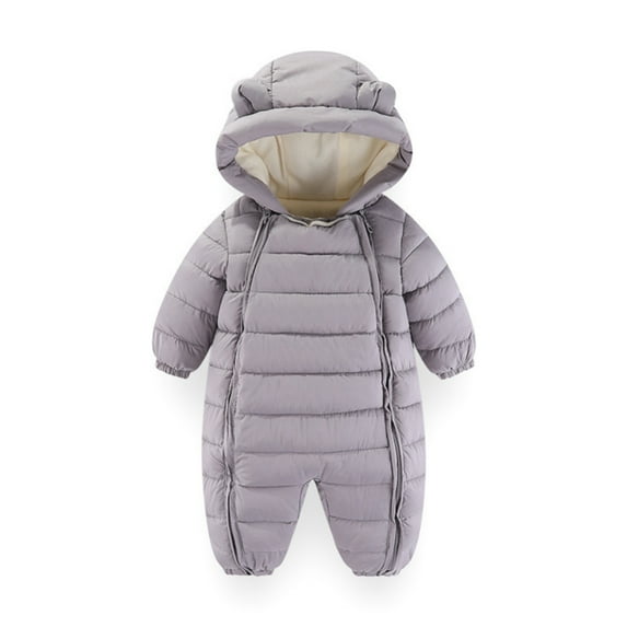 GYRATEDREAM kids Unisex Baby Hooded Winter Outerwear Snowsuit Newborn Infant Warm Fleece Jacket Jumpsuit Romper Thick Coat for 0-3M Gray
