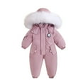 thumbnail image 1 of GYRATEDREAM kids Unisex Baby Hooded Winter Outerwear Snowsuit Newborn Infant Warm Fleece Jacket Jumpsuit Romper Thick Coat for 2-3Y Pink, 1 of 5