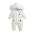 thumbnail image 1 of GYRATEDREAM kids Unisex Baby Hooded Winter Outerwear Snowsuit Newborn Infant Warm Fleece Jacket Jumpsuit Romper Thick Coat for 2-3Y White, 1 of 9