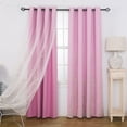 thumbnail image 1 of GYROHOME Double Layered Curtains with Embroidered White Sheer Tulle Room Darkening Grommet Top 2Panels,52x96inch,Pink, 1 of 5