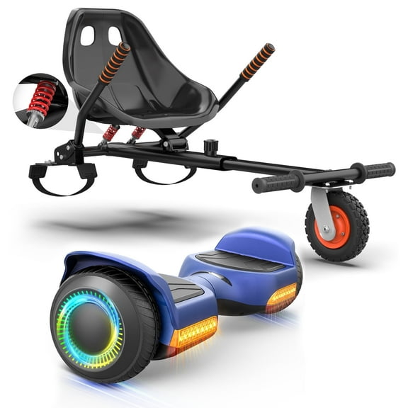 GYROOR K2+G13 Self-Balancing Scooter with Seat Attachment with Rear Shock Absorption,Balancing Scooter for Kids or Adults with Adjustable Length, Fits 6.5" 8" 10" ,360swivel Wheel