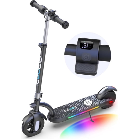 Gyroor H40 Kids Electric Scooter, 180W Motor, Up to 10 MPH, LED Display & Colorful Lights, Adjustable Height, for Boys & Girls Ages 8-12, Great Birthday Gift